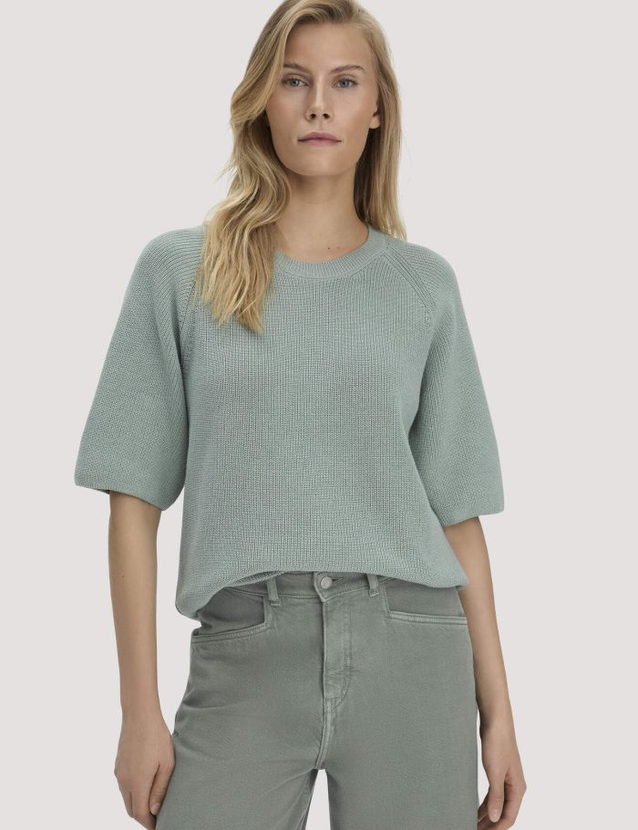 hessnatur Damen Strick Pullover Relaxed aus Bio-Baumwolle - grün