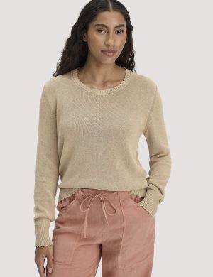 hessnatur Damen Strick Pullover Relaxed aus Leinen mit Bio-Baumwolle und LENZING™ ECOVERO - beige