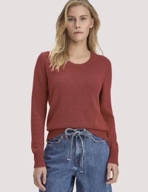 hessnatur Damen Strick Pullover Relaxed aus Leinen mit Bio-Baumwolle und LENZING™ ECOVERO - braun