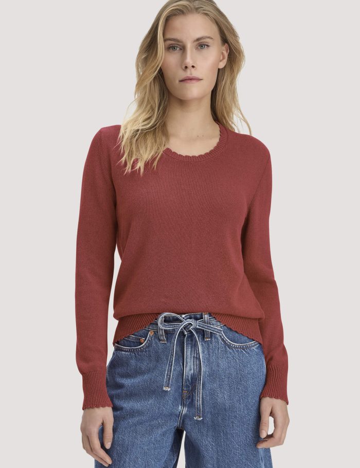 hessnatur Damen Strick Pullover Relaxed aus Leinen mit Bio-Baumwolle und LENZING™ ECOVERO - braun