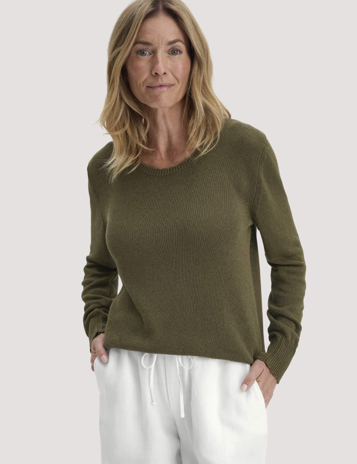 hessnatur Damen Strick Pullover Relaxed aus Leinen mit Bio-Baumwolle und LENZING™ ECOVERO - grün hessnatur Damen Strick Pullover Relaxed aus Leinen mit Bio-Baumwolle und LENZING™ ECOVERO - grün