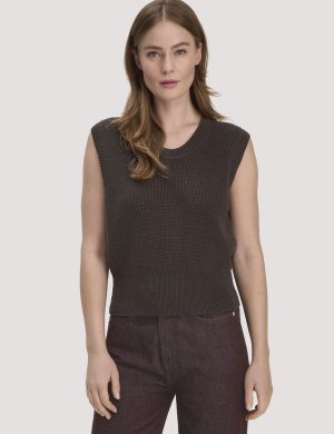 hessnatur Damen Strick Top Regular aus Bio-Baumwolle - braun