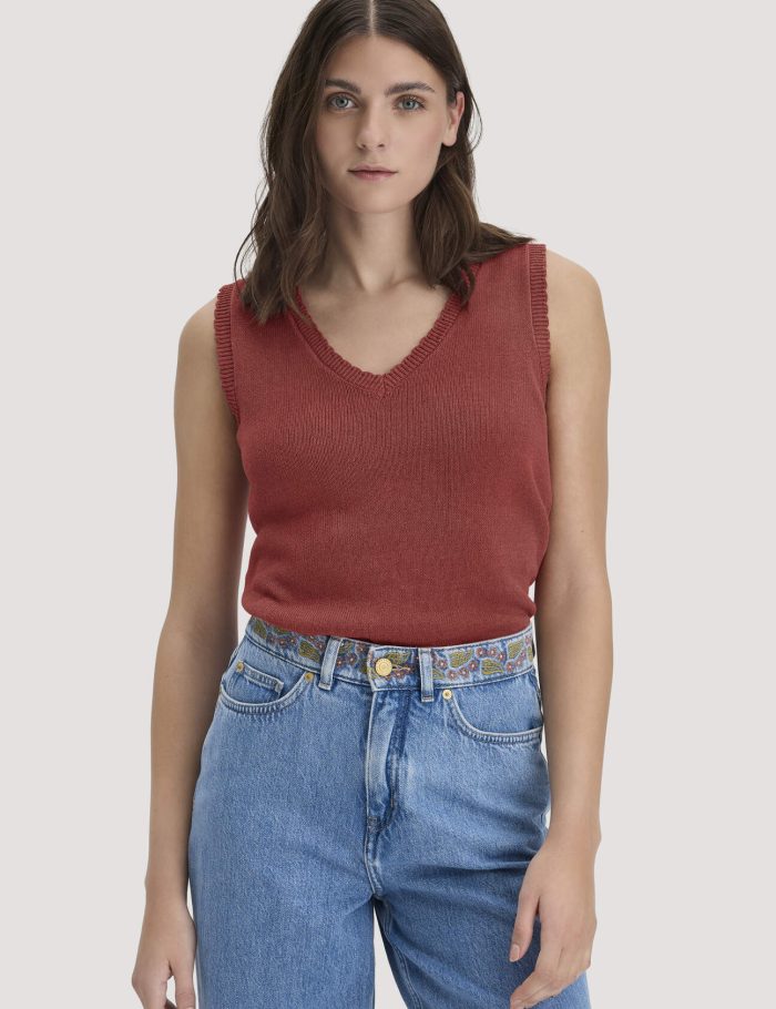 hessnatur Damen Strick Top Regular aus Leinen mit Bio-Baumwolle und LENZING™ ECOVERO - braun hessnatur Damen Strick Top Regular aus Leinen mit Bio-Baumwolle und LENZING™ ECOVERO - braun