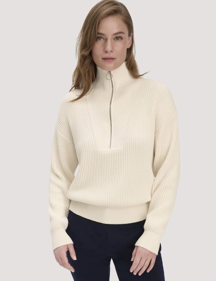 hessnatur Damen Strick Troyer Relaxed aus Bio-Baumwolle - beige