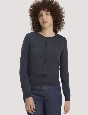 hessnatur Damen Strickjacke Regular aus TENCEL™ Lyocell mit Bio-Baumwolle - blau