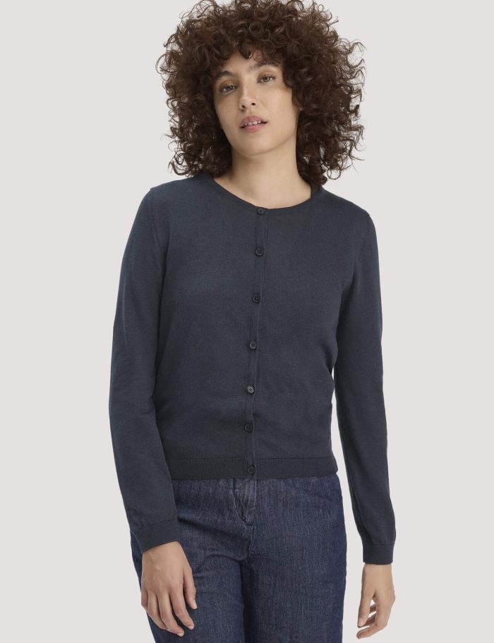 hessnatur Damen Strickjacke Regular aus TENCEL™ Lyocell mit Bio-Baumwolle - blau hessnatur Damen Strickjacke Regular aus TENCEL™ Lyocell mit Bio-Baumwolle - blau