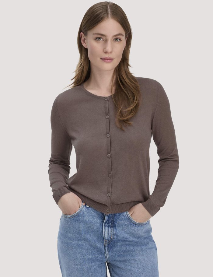 hessnatur Damen Strickjacke Regular aus TENCEL™ Lyocell mit Bio-Baumwolle - braun hessnatur Damen Strickjacke Regular aus TENCEL™ Lyocell mit Bio-Baumwolle - braun