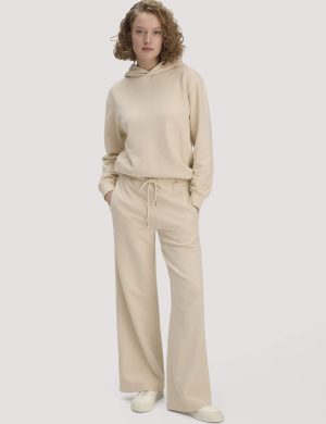hessnatur Damen Sweathose Wide Leg Relaxed aus Bio-Baumwolle - beige