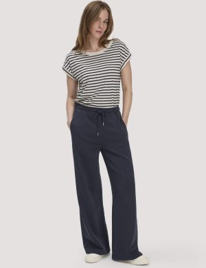 hessnatur Damen Sweathose Wide Leg Relaxed aus Bio-Baumwolle - blau