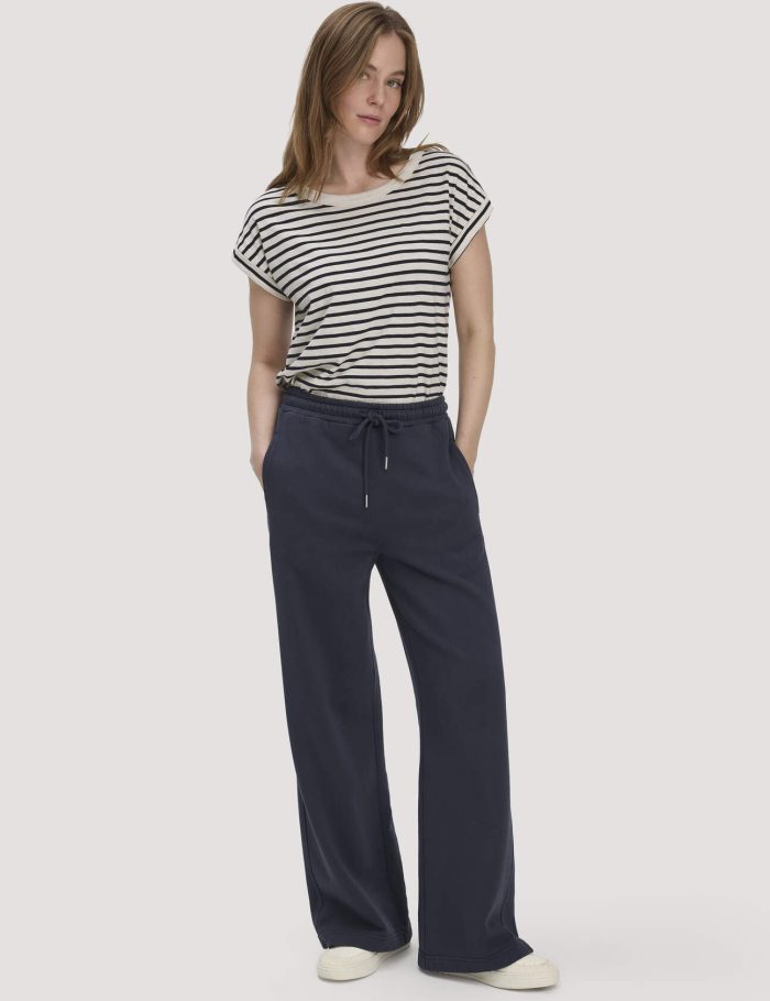 hessnatur Damen Sweathose Wide Leg Relaxed aus Bio-Baumwolle - blau