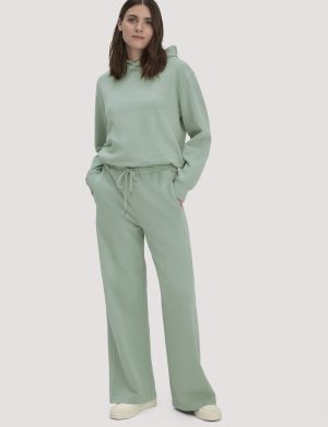 hessnatur Damen Sweathose Wide Leg Relaxed aus Bio-Baumwolle - grün