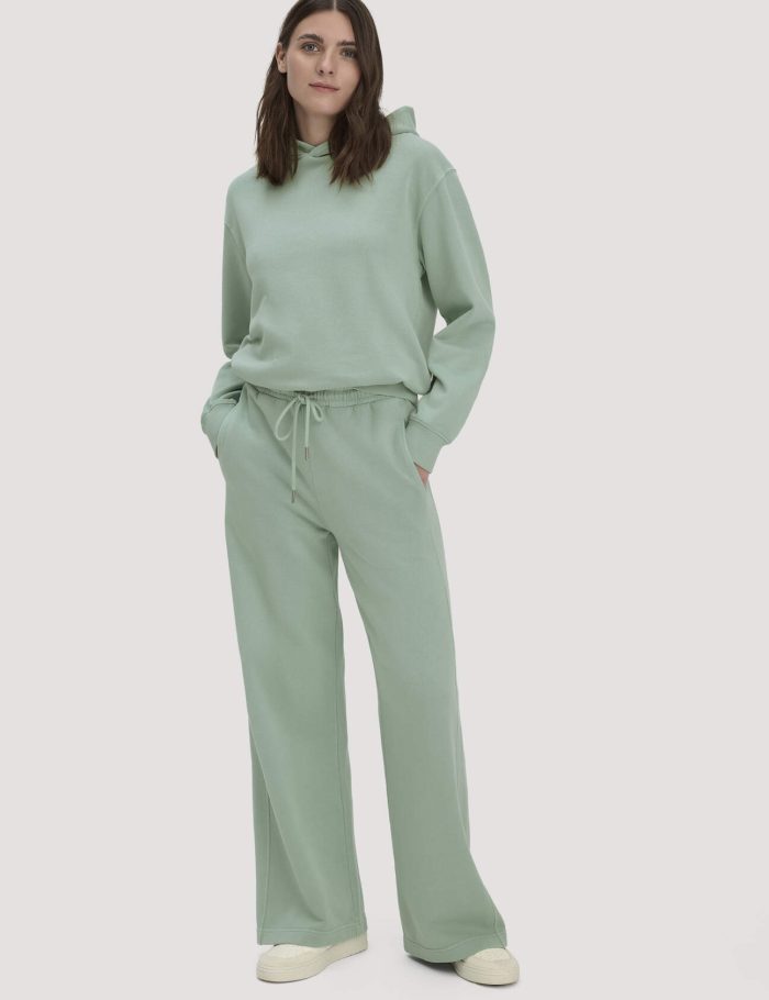 hessnatur Damen Sweathose Wide Leg Relaxed aus Bio-Baumwolle - grün