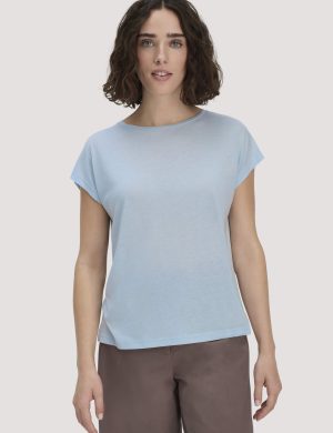 hessnatur Damen T-Shirt Oversize aus TENCEL™ Lyocell mit Bio-Baumwolle - blau