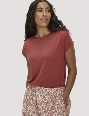 hessnatur Damen T-Shirt Oversize aus TENCEL™ Lyocell mit Bio-Baumwolle - braun