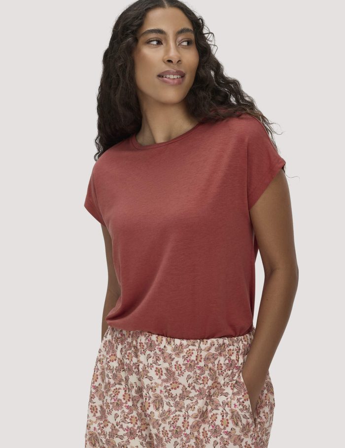 hessnatur Damen T-Shirt Oversize aus TENCEL™ Lyocell mit Bio-Baumwolle - braun