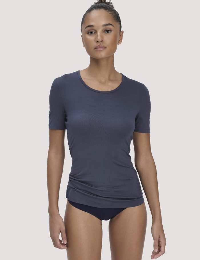 hessnatur Damen T-Shirt PURE FLOW aus TENCEL™ Modal - blau