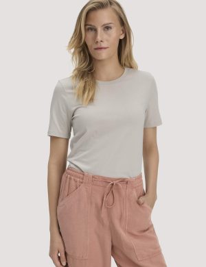 hessnatur Damen T-Shirt Regular aus Regenerative Organic Cotton (ROC) - beige