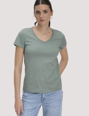 hessnatur Damen T-Shirt Regular aus Regenerative Organic Cotton (ROC) - grün