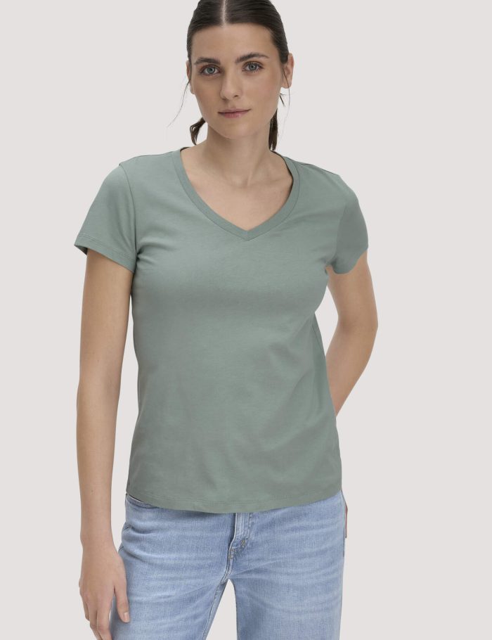 hessnatur Damen T-Shirt Regular aus Regenerative Organic Cotton (ROC) - grün