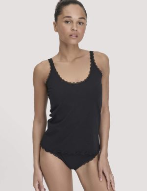 hessnatur Damen Tanktop COTTON FEEL LACE aus Bio-Baumwolle