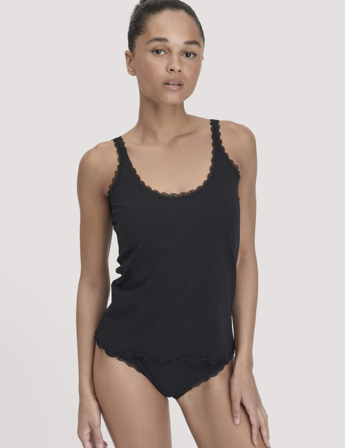 hessnatur Damen Tanktop COTTON FEEL LACE aus Bio-Baumwolle