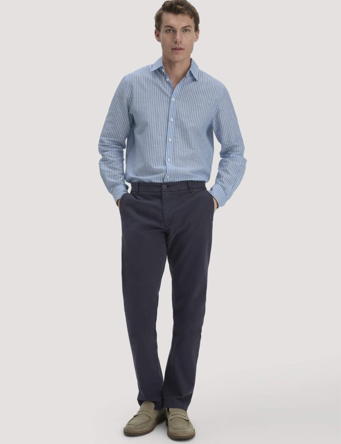 hessnatur Herren Chino LENN Regular aus Bio-Baumwolle - blau