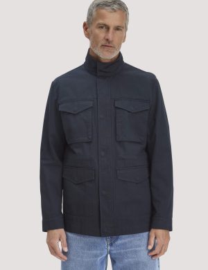hessnatur Herren Field Jacket Regular NATURE SHELL aus Bio-Baumwolle - blau