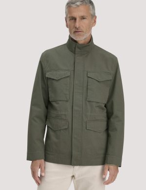 hessnatur Herren Field Jacket Regular NATURE SHELL aus Bio-Baumwolle - grün