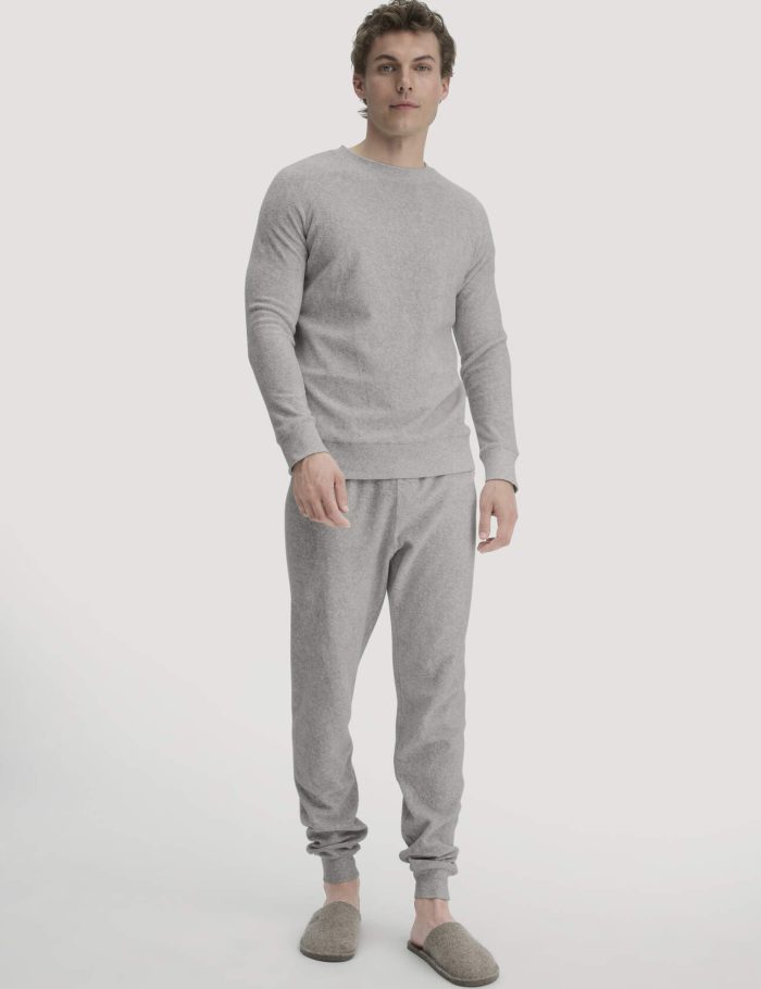 hessnatur Herren Frottee Schlafshirt PURE COTTON aus Bio-Baumwolle - grau