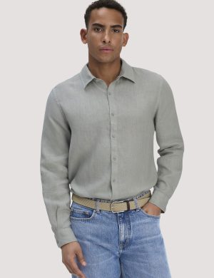 hessnatur Herren Hemd Regular aus Leinen - grau - Größe XXL (45/46)
