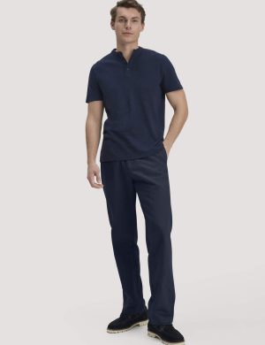hessnatur Herren Hose ENEA Regular aus Bio-Baumwolle mit Leinen - blau