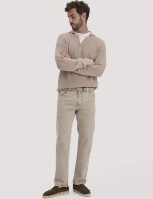 hessnatur Herren Jeans BEN Regular Straight aus Bio-Denim mit Hanf - beige