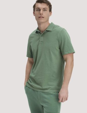 hessnatur Herren Jersey Polo Regular aus Bio-Baumwolle - grün