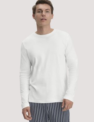 hessnatur Herren Longsleeve PURE NATURE aus Bio-Baumwolle - weiß