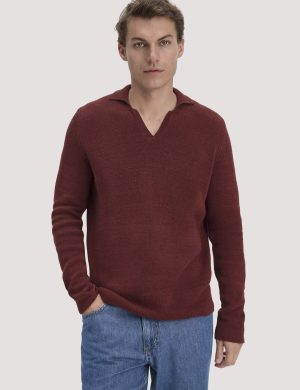 hessnatur Herren Milano Strick Polo Regular aus Leinen mit Bio-Baumwolle und LENZING™ ECOVERO™ Viskose - braun