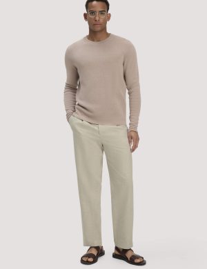 hessnatur Herren Milano Strick Pullover Regular aus Leinen mit Bio-Baumwolle und LENZING™ ECOVERO™ Viskose - beige