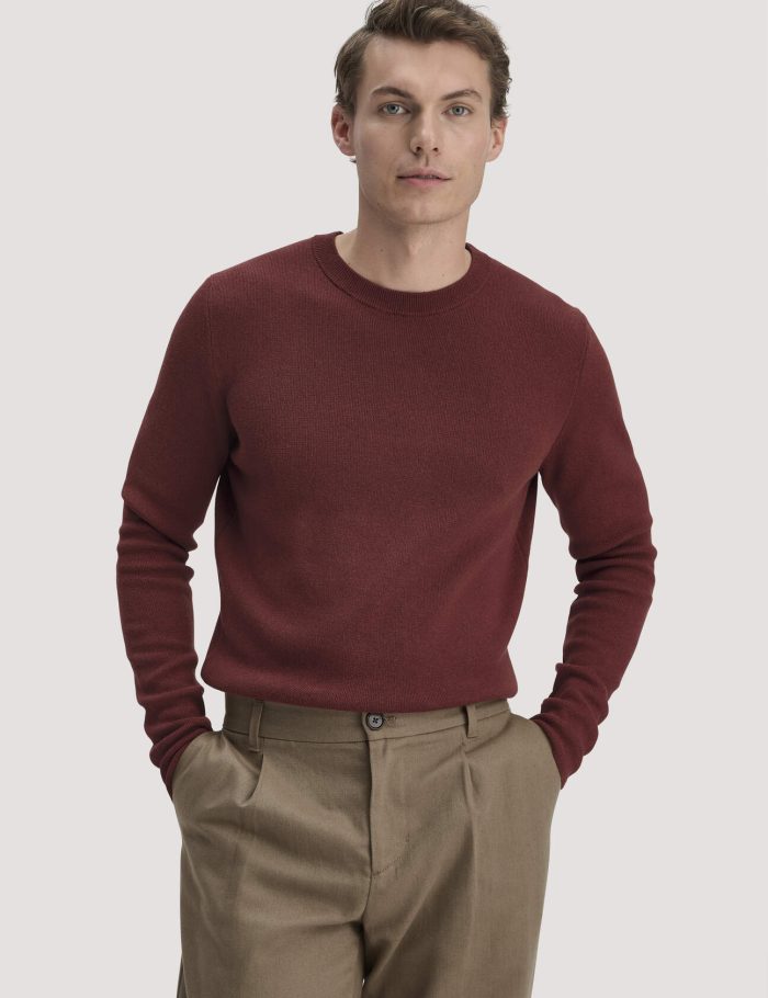 hessnatur Herren Milano Strick Pullover Regular aus Leinen mit Bio-Baumwolle und LENZING™ ECOVERO™ Viskose - braun