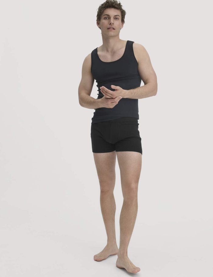 hessnatur Herren Pants Regular Cut im 2er-Pack PURE NATURE aus Bio-Baumwolle - schwarz - Größe 6 = L