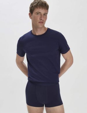 hessnatur Herren Pants Regular Cut im 3er-Pack COTTON MIX aus Bio-Baumwolle - blau - Größe 5 = M