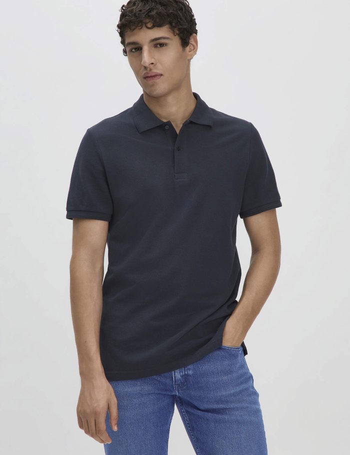 hessnatur Herren Piqué Polo Regular aus Bio-Baumwolle - blau hessnatur Herren Piqué Polo Regular aus Bio-Baumwolle - blau