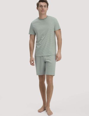 hessnatur Herren Pyjama PURE COTTON aus Bio-Baumwolle - grün