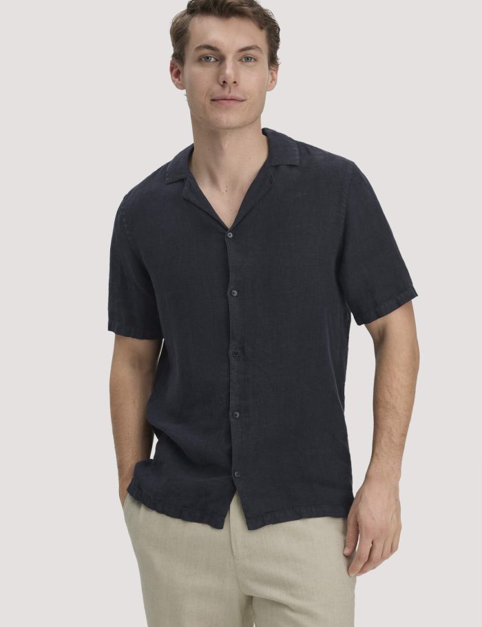 hessnatur Herren Resort Hemd Kurzarm Regular aus Leinen - blau - Größe S (37/38) hessnatur Herren Resort Hemd Kurzarm Regular aus Leinen - blau - Größe S (37/38)