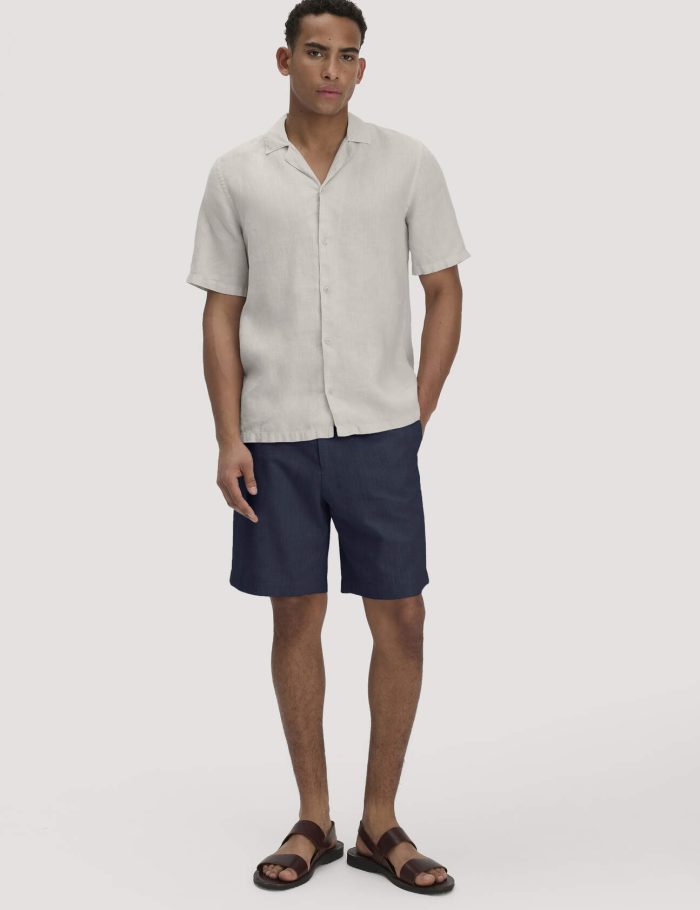 hessnatur Herren Shorts ENEA Relaxed aus Bio-Baumwolle mit Leinen - blau hessnatur Herren Shorts ENEA Relaxed aus Bio-Baumwolle mit Leinen - blau