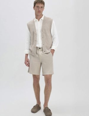 hessnatur Herren Shorts Relaxed aus Bio-Baumwolle mit Leinen - beige
