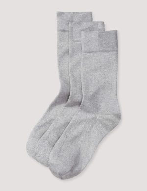 hessnatur Herren Socken im 3er-Pack aus Bio-Baumwolle - grau - Größe 43-45