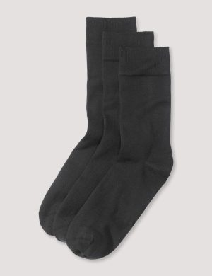 hessnatur Herren Socken im 3er-Pack aus Bio-Baumwolle - schwarz - Größe 46-48