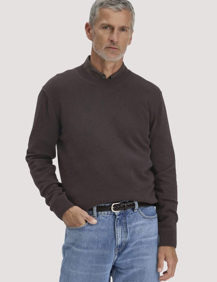 hessnatur Herren Strick Pullover Regular aus Bio-Baumwolle - braun