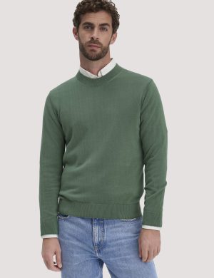 hessnatur Herren Strick Pullover Regular aus Bio-Baumwolle - grün
