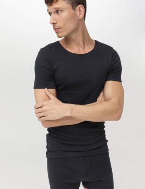 hessnatur Herren T-Shirt im 2er-Pack PURE NATURE aus Bio-Baumwolle - schwarz - Größe 5 = M