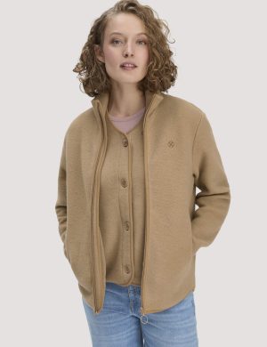 hessnatur Loungewear Fleece Jacke Relaxed ACTIVE LIGHT aus Bio-Baumwolle - braun